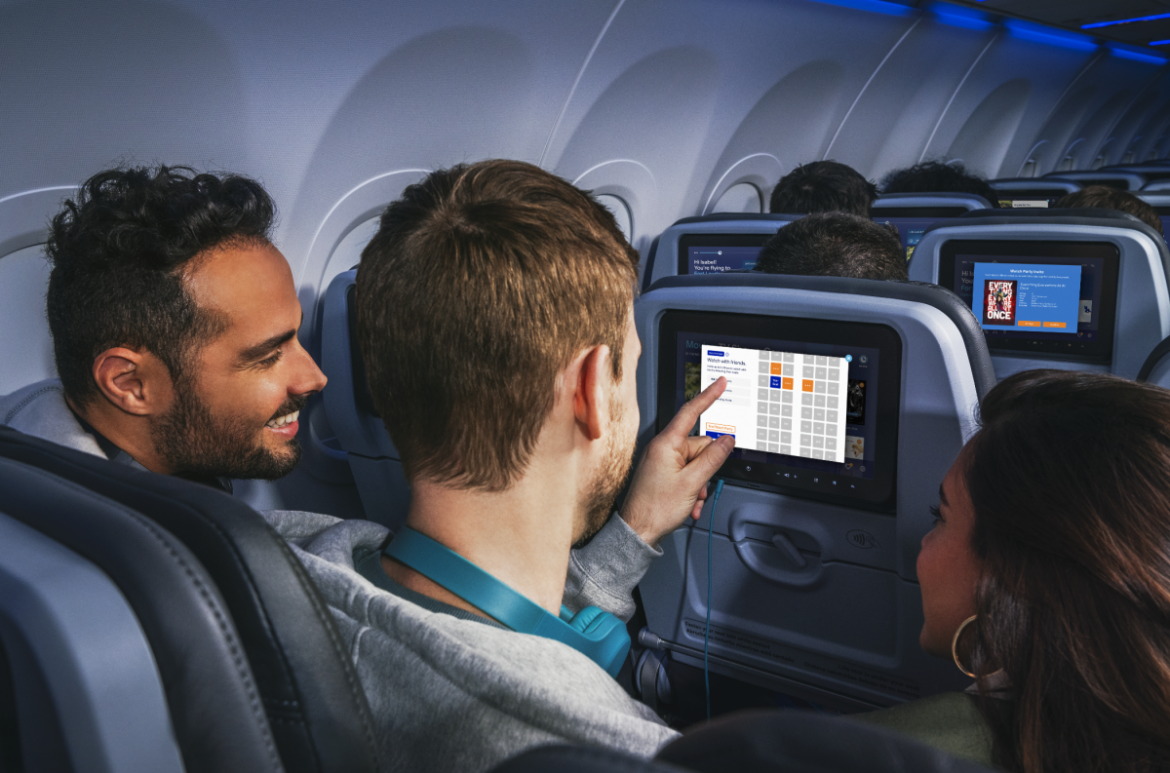 JetBlue’s in-flight entertainment system just got a watch party feature